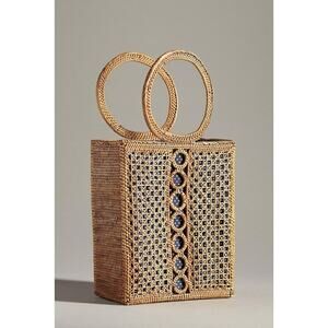 Anthropologie Woven Rattan Bali Boho Tote Bag -NWT